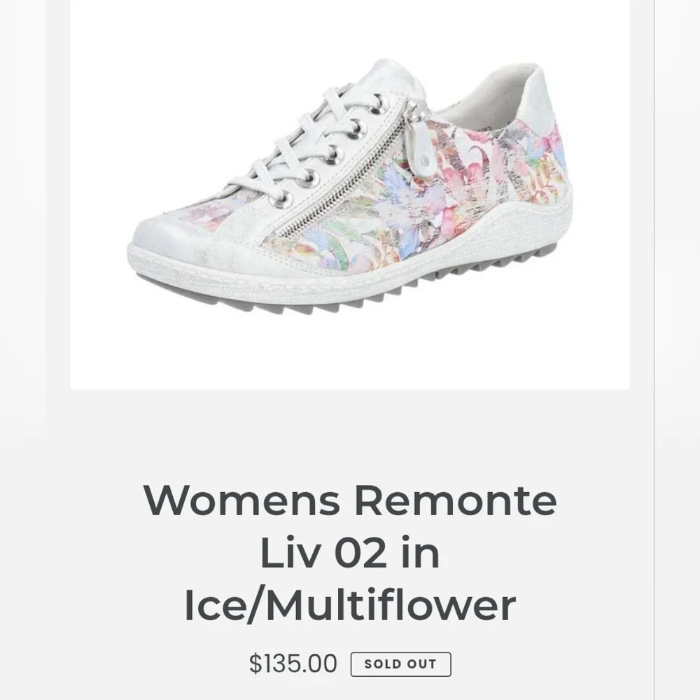 Remonte Liv2 In Ice/Multiflower Soft Insole Sneakers, Women's 40 (8.5)